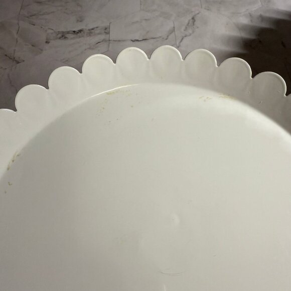 2 Scalloped Edged Pedestal White Cake or Dessert Stands Metal 10” & 8” OSD - Picture 6 of 8